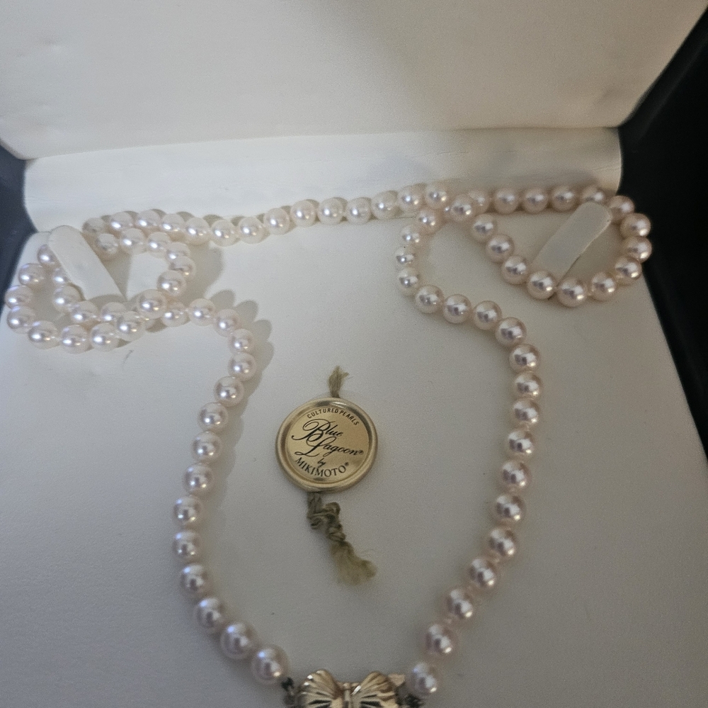 MIKIMOTO BLUE LAGOON 24" 6-6.5MM Akoya Pearl 14K Yellow Gold Clasp Necklace
